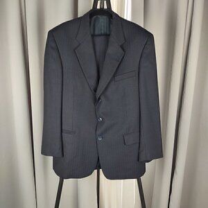 Gianfranco Ruffini Wool 2 Pc Blue Pinstriped Suit Size 36R pants, 44R Jacket